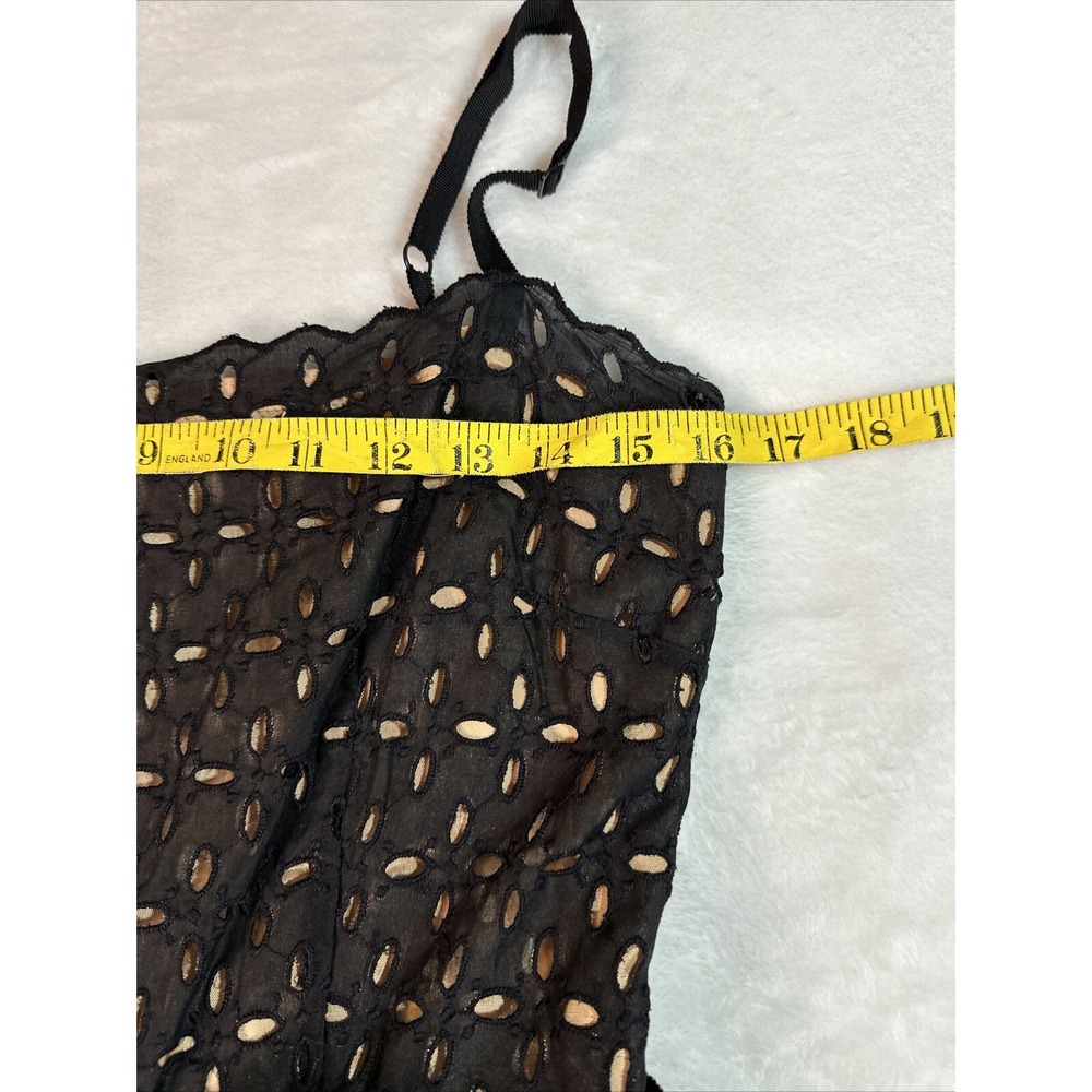 Laundry Shelli Segal Dress Womens Size 6 Black Eyelet Nude Lining Strappy - Picture 8 of 16